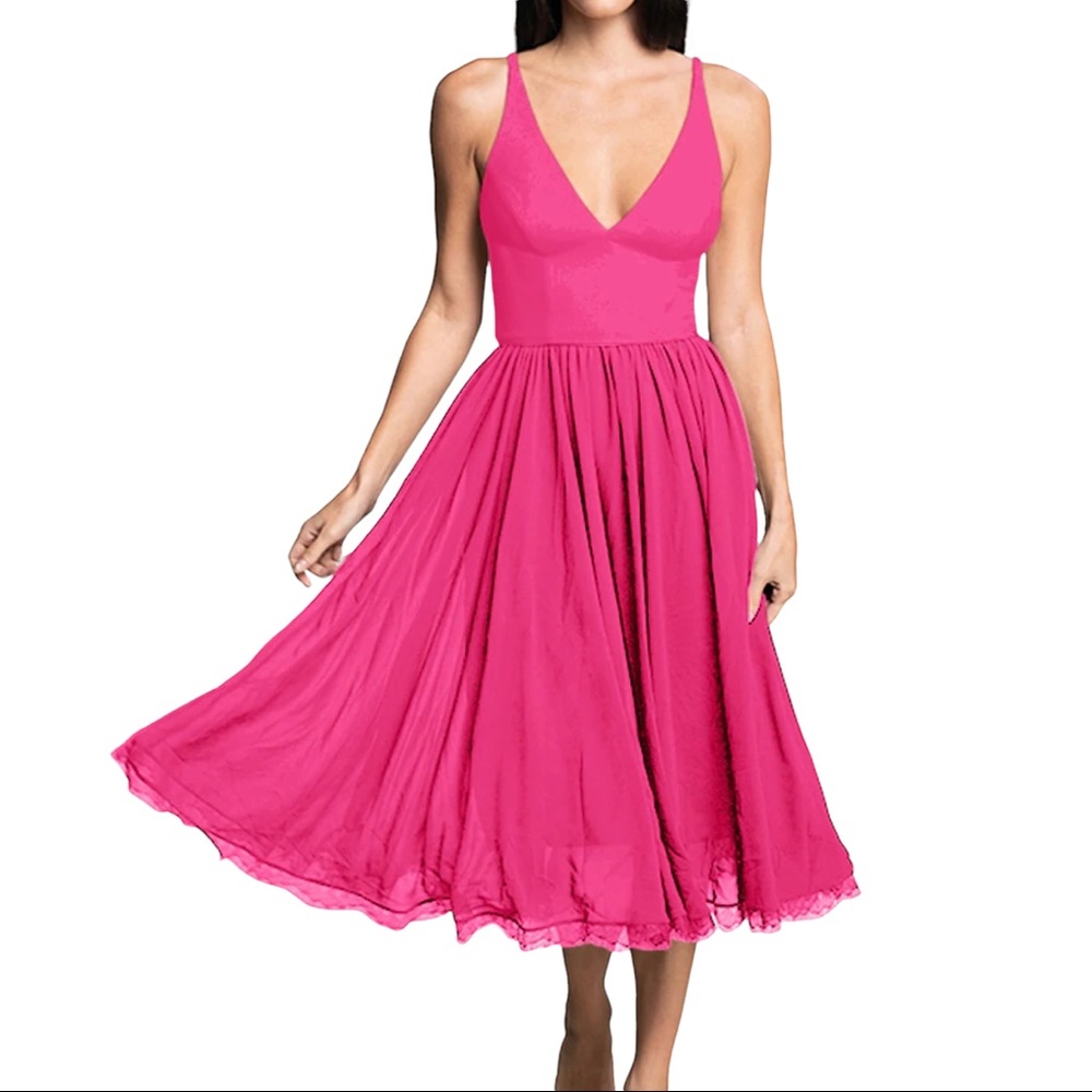 Dress The Population Alicia Bright Fucshia Pink Midi Dress Size XXL NWT